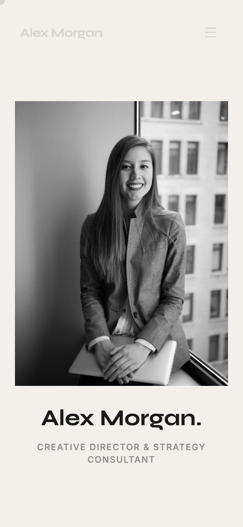 Author Portfolio on mobile